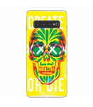 Coque Galaxy S10 PLUS mort 13 create or die jaune vert fluo