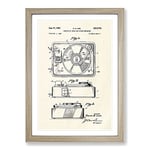 Big Box Art Record Player Patent Framed Wall Art Picture Print Ready to Hang, Oak A2 (62 x 45 cm)