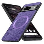 Galful Magnétique Coque pour Google Pixel 7A Housse Telephone Tissu,Mat Étui Housse de Protection en Silicone Souple Antichoc Anti Rayures Anti-Empreintes Digitales Fine Case-Violette