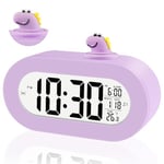 Ayybboo Réveil Enfant,Horloge Numerique Apprentissage Enfant avec Grand Écran LCD,Snooze,Rétroéclairage Automatique la Nuit,Température,Réveil de Voyage Digitale pour Garçons Filles (Violet)