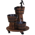 Wooden Barrel Fountain Cascade Fountain With Water Pump, Indoor Fountain, Gran Wood, Charred Wood, 60X60X78Cm