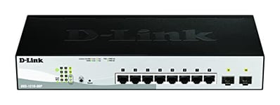 D-Link DGS-1210-08P/B Commutateur Intelligent 8 Ports Gigabit PoE avec 2 Ports SFP (8 Ports PoE) – Cordon d'alimentation Britannique Uniquement