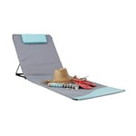 Relaxdays Matelas de plage XXL rembourré dossier L x P : 60 x 195 cm pliable sac de transport oreiller , gris