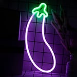 DWOOKE Neon Sign,Eggplant LED Neon Light Green Purple Wall Lights,USB or Battery Powered Neon Light Sign Wall Decor,Neon Lights for Bedroom,Kitchen,Living Room,Party,Bar,Christmas