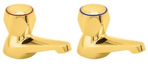 Deva DCM102/501 Profile Gold Round Handle Bathroom Bath Taps (pair)