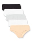 Dim Boxer Femme Les Pockets Ecodim Toucher Doux x5, Blanc/Peche Beige/Violet Aubergine/Terre Cuite/Noir, S