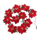 2m 10 LED-lampor Julstjärna Blommor String Lights Garland Jul Fest Dekor