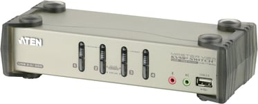 ATEN KVM-switch, 1 konsol styr 4 datorer, USB, 2 extra USB-portar, OSD