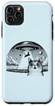 Coque pour iPhone 11 Pro Max Alien Cat Meme - Drôle de vaisseau spatial OVNI