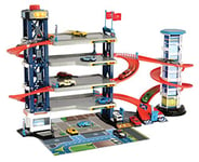 Dickie Toys 203749008 Cars, playset, Parking Garage, 4 Floors, Lift, 4 die-cast Vehicles, 1 Helicopter, Light and Sound, Single, Multicoloured, 87 x 52 cm