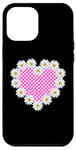 Coque pour iPhone 12 Pro Max Carreaux Rose vif Tartan Happy Daisy Cœur 2 Formes Mania