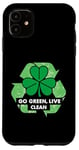 Coque pour iPhone 11 Go Green - Live Clean - Trèfle rétro vintage recyclage