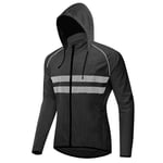 Veste De Vélo pour Hommes,Veste à Manches Longues Réfléchissant Coupe-Vent Randonnée à Vélo Sécurité Veste De Running Résistant à l'eau Manteau Vêtements De Sport,pour Plei(Size:XX-Grand,Color:Noir)