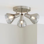 Elements Wolston Glass 3 Light Semi Flush Spotlight