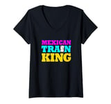 Womens Mens Mexican Train King Dominoes King V-Neck T-Shirt