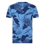 Reebok Men's Workout Ready All Over Print Short Sleeve T-Shirt, Batik Blue, S