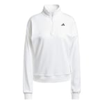 adidas Femme Essentials Small Logo French Terry Quarter Zip, White/Black, S