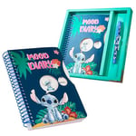 Disney Agenda Stitch, Journal Intime Enfant Ado avec Stickers et Stylo, Carnet Secret Fille Garcon Cadeau Lilo et Stitch