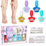 Vernis à Ongles Enfant, Kit Manucure Enfant, 5 Vernis a Ongle avec 144 Autocollants,Coffret Vernis a Ongle, Cadeaux pour les filles, les jeunes filles