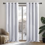 Deconovo Lot de 2 Rideau Occultant Thermique Anti Froid Oeillet Isolant avec Motif Argente No?l Gris Perle 140x220cm Rideau de Porte