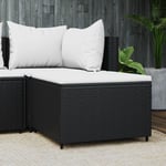 Repose-Pieds pour Salon ou Chambre - Tabouret Pouf de jardin avec coussin noir résine tressée BV278408 - BonneVie - Noir