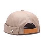 (One SizeX Khaki)Muoti Miesten Docker Cap Skullcap Retro Sailor Cap Pipo Hatut Miesten Naisten Lämmin Bucket Cap Brimless Hat Pääkallohattu Konepelti Hip Hop Hattu