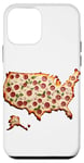 Coque pour iPhone 12 mini Pizza en forme de carte des États-Unis