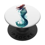 Le secret de la sirène : magnifique et mystérieuse sirène des profondeurs PopSockets PopGrip Adhésif