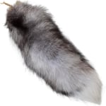 Falsk rävsvans, 40 cm djur svans, fluffig falsk päls svans, rävsvans, nyckelring, plånboksdekoration rävsvans, rollspel, silver  (YJD)