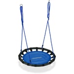 Balançoire nid d'oiseau rond 80 cm à suspendre panier enfant adulte jardin extérieur 100 kg , bleu - Relaxdays