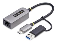 StarTech.com 2.5GbE USB-C to Ethernet Adapter with USB-A Converter - Adaptateur réseau - USB-C 3.2 Gen 1 / Thunderbolt 3 - Ethernet 10M/100M/1G/2,5 Gigabit - gris sidéral