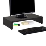 Support d'écran d'ordinateur monitor, réhausseur pour moniteur avec tablette de séparation, longueur 50 cm, en mélaminé noir mat - Noir