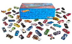 Hot Wheels Coffret 50 véhicules, jouet pour enfant de petites voitures miniatures, modèle aléatoire, V6697