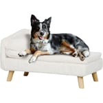 Pawhut - Canapé chien méridienne style scandinave 2 coussins déhoussables bois aspect fourrure crème