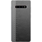 Samsung Galaxy S10+ Gennemsigtigt Telefoncover Grått Fake Läder