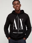 Armani Exchange Icon Logo Overhead Hoodie - Black, Black, Size Xl, Men