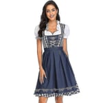 Hög kvalitet traditionell tysk pläd Dirndl klänning Oktoberfest kostym outfit för vuxna kvinnor Halloween fancy party Style5 Dark Blue 4XL