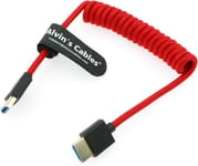 Câble Spiralé Tressé 8K 2.1 Full Hdmi Haute Vitesse Pour Atomos Ninja V, Portkeys Bm5, Pour Moniteur Feelworld, Pour Appareils Photo Canon C300, Z Cam E2, Sony Fs5| Fs7| A7S3 - Rouge