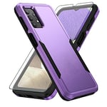 Asuwish Phone Case for Samsung Galaxy A32 5G 2021 6.5 inch with Screen Protector Cover and Slim Full Body Protective Cell Accessories Gaxaly M32 G5 Galaxies A 32 32A S32 SM-A326U A326U Women Purple