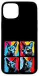 Coque pour iPhone 15 Plus Chat bleu russe Pop Art coloré dessin peinture