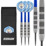 FOCO Jeu de fléchettes en tungstène 24 g sous licence officielle Manchester City FC avec Red Dragon