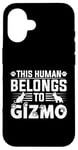 Coque pour iPhone 16 Nom du chien Gizmo Cadeau personnalisé This Human Belongs To a Dog