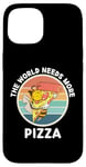 iPhone 15 Retro Bee The World Needs More Pizza Retro Pizza Lover Case