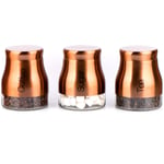 SET OF 3 COPPER STORAGE CANISTERS TEA COFFEE SUGAR JARS POTS FOOD CONTAINERS LID