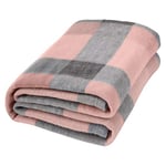 Dreamscene Blush Winter Check Fleece Blanket Super Soft Warm Cosy Sofa Bed Picnic Garden Throw Over, Plaid Tartan Pink Grey - 120 x 150cm