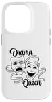 Coque pour iPhone 14 Pro Masques de théâtre comédie et tragédie Drama Queen Black Line