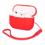 AOTUAO Coque Compatible avec Airpods Pro 2, Housse Étui Protection en Silicone AirPods Pro 2 Case Cover pour AirPods Pro 2ᵉ génération, Étui AirPods Pro 2 2022 avec Silicone Lanyard, Rouge