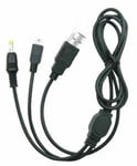 Kmd 2en1 Câble De Chargement Recharge Usb 1,5 Mètres Pour Manette Sony Playstation 3 Ps3 Et Console De Jeux Psp Playstation Portable Séries 1000, 2000 Et 3000