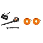 WORX WG583E.9 36V (40V MAX) Dual Battery Brushless Leaf Blower/Vacuum - (Tool only - battery & charger sold separately) & WA0004 Replacement Spool and Line for Grass Trimmers Orange