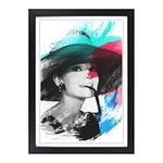 Big Box Art Audrey Hepburn (2) V2 Framed Wall Art Picture Print Ready to Hang, Black A2 (62 x 45 cm)